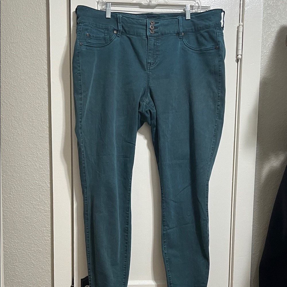 Torrid Denim Teal Button-Up Pants